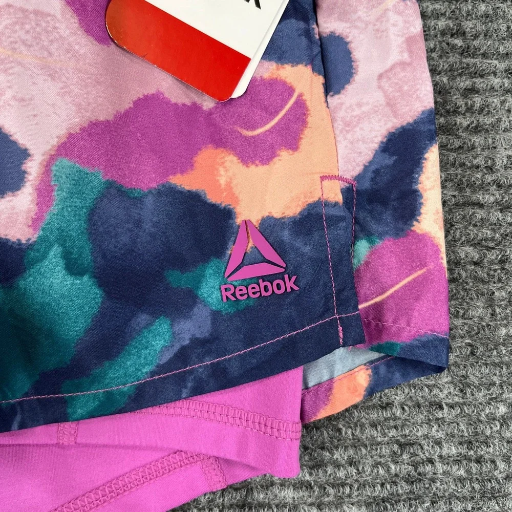 Reebok Printed Reflex Short Womens S Abstract Floral 2-in-1 Running Gym Workout